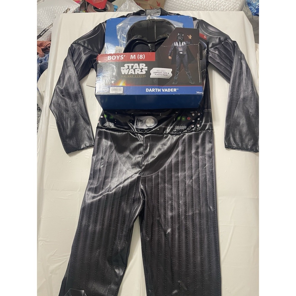 Star Wars Darth Vader Costume M(8) Jumpsuit Cape Mask Jazwares Set Black Boys